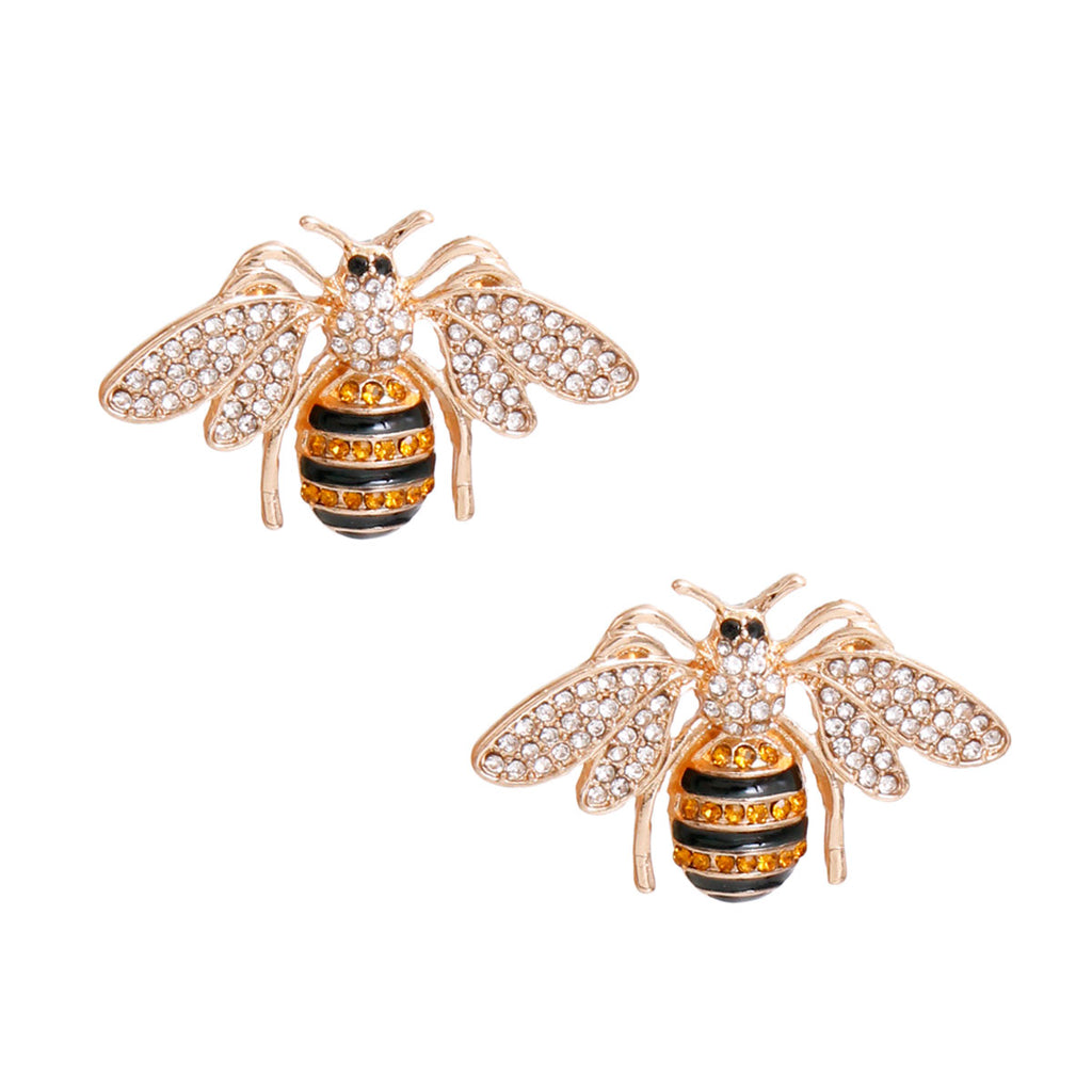 Bee Black Striped Stud Earrings