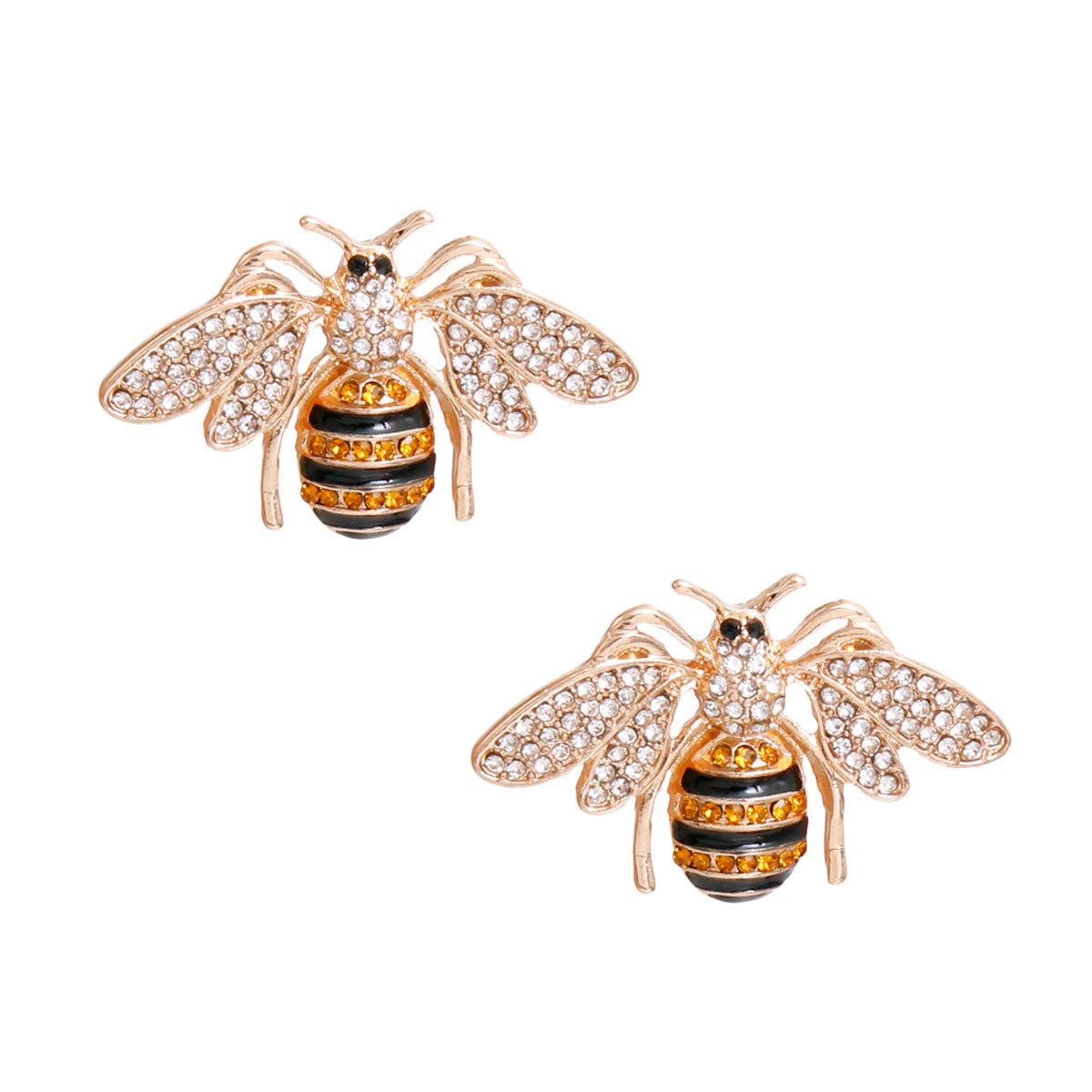 Bee Black Striped Stud Earrings
