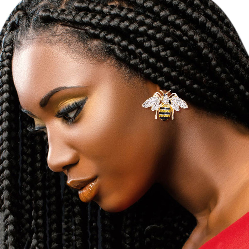Bee Black Striped Stud Earrings