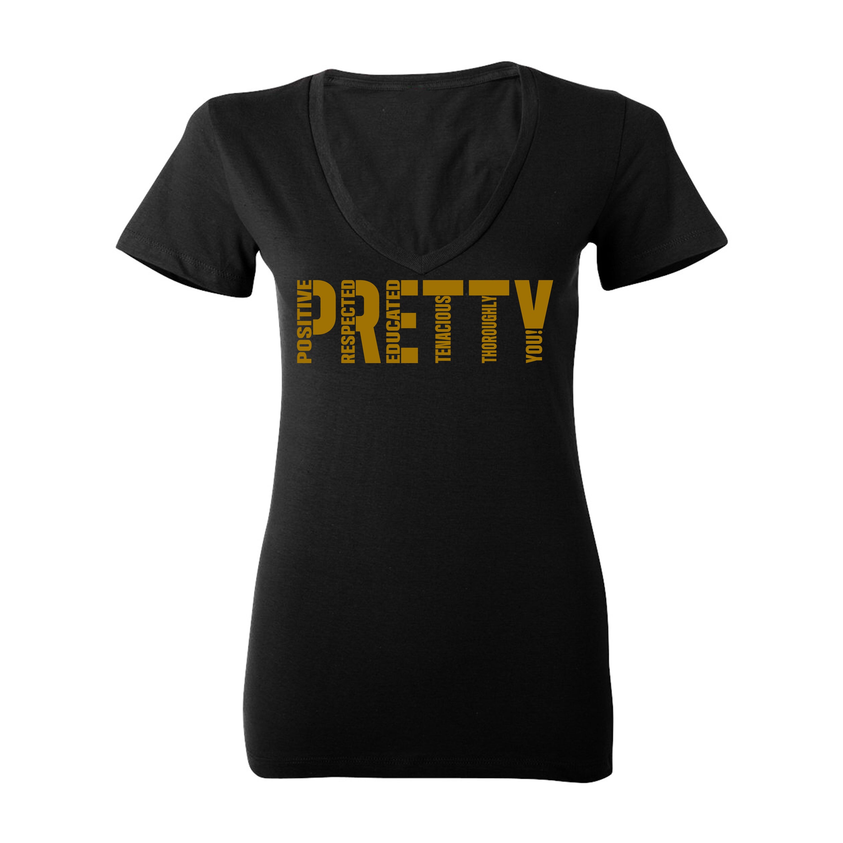 "P.R.E.T.T.Y." V-neck tee