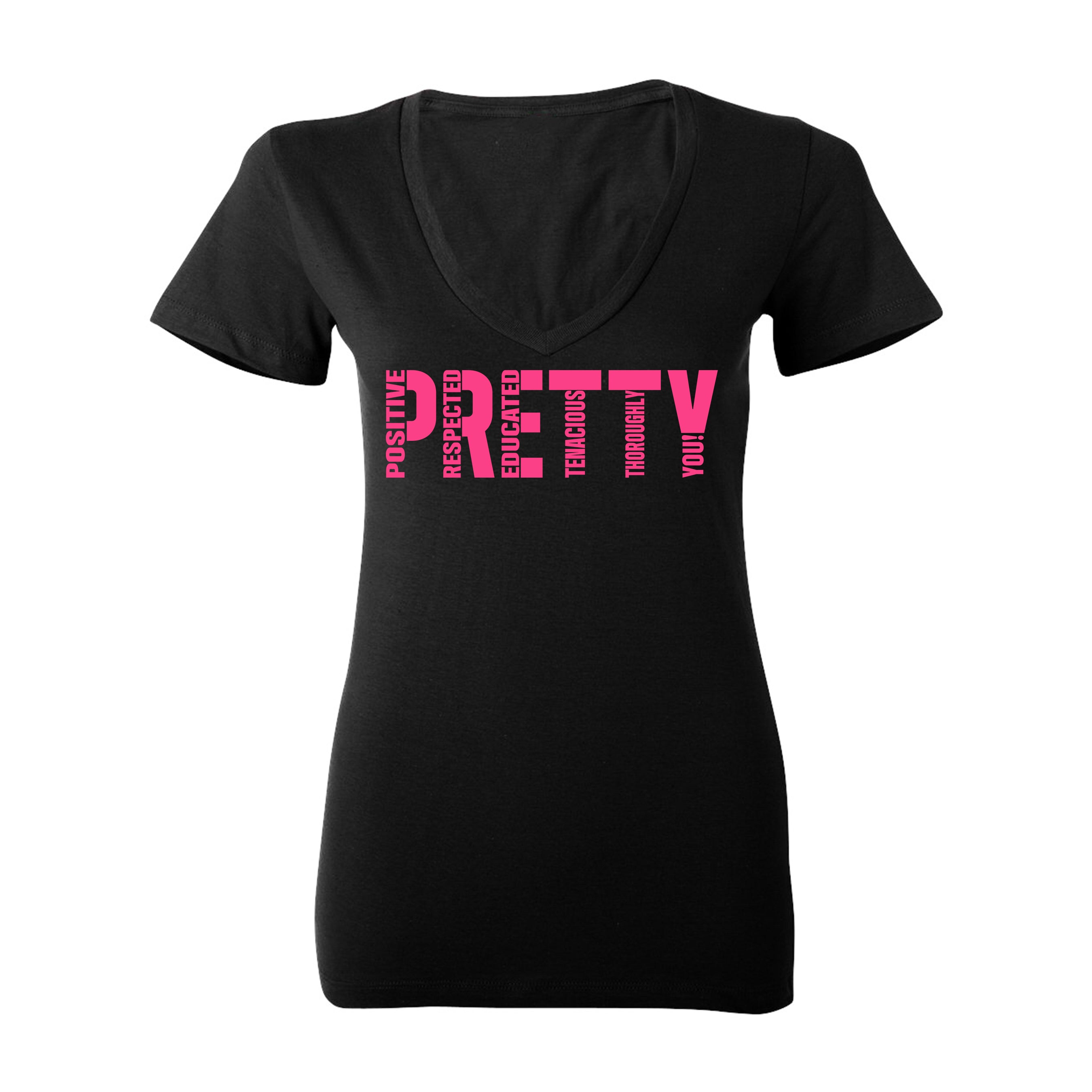 "P.R.E.T.T.Y." V-neck tee