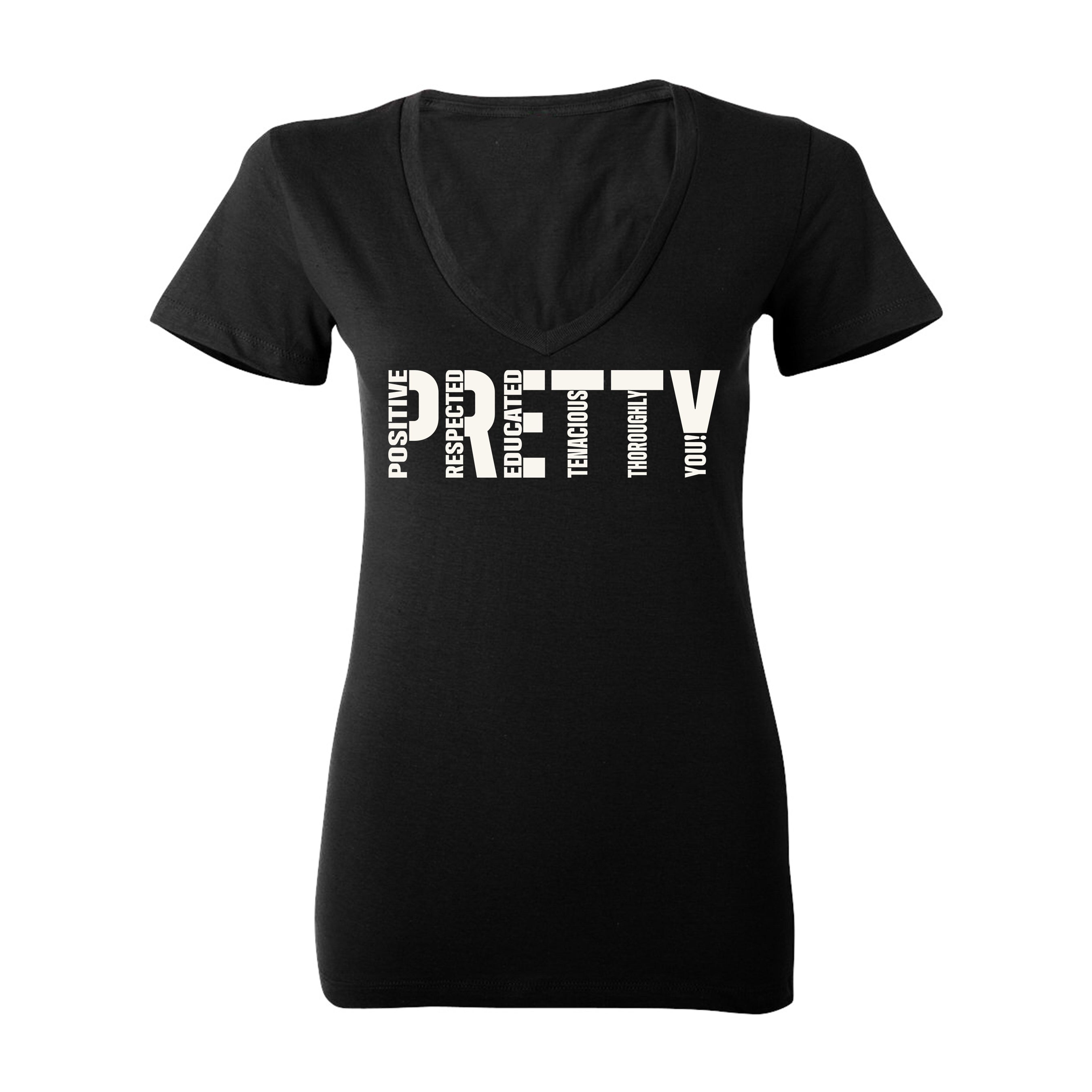 "P.R.E.T.T.Y." V-neck tee