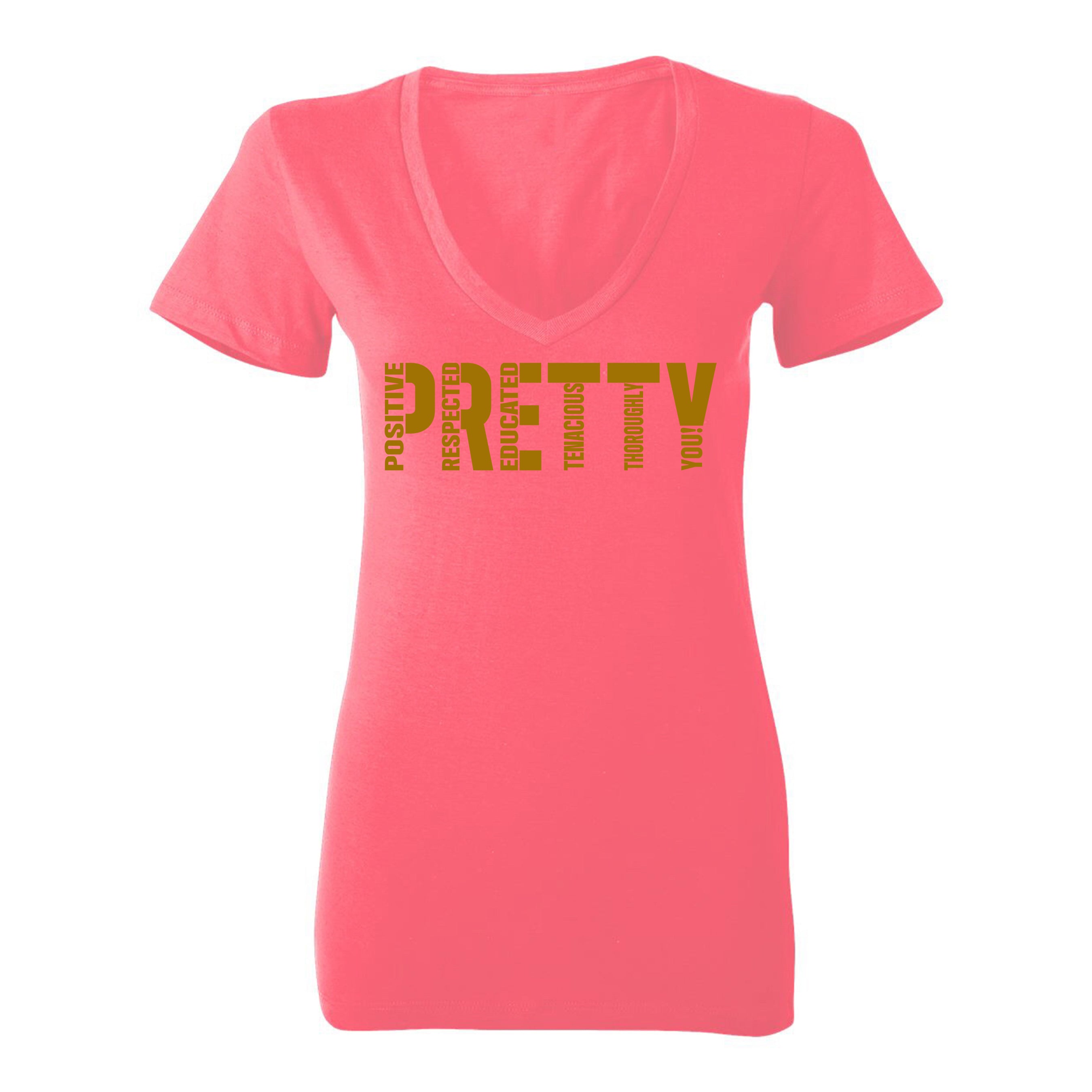 "P.R.E.T.T.Y." V-neck tee