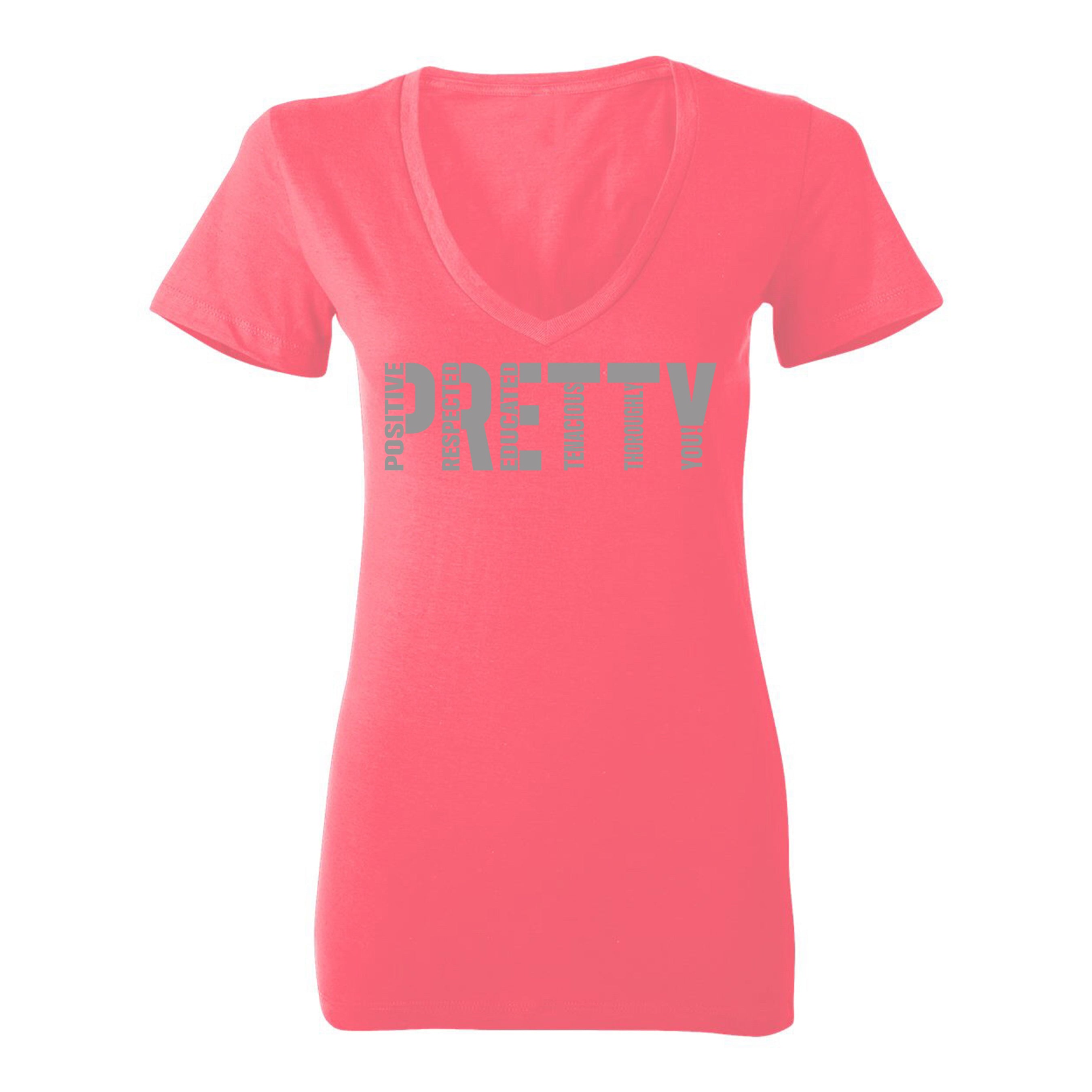 "P.R.E.T.T.Y." V-neck tee