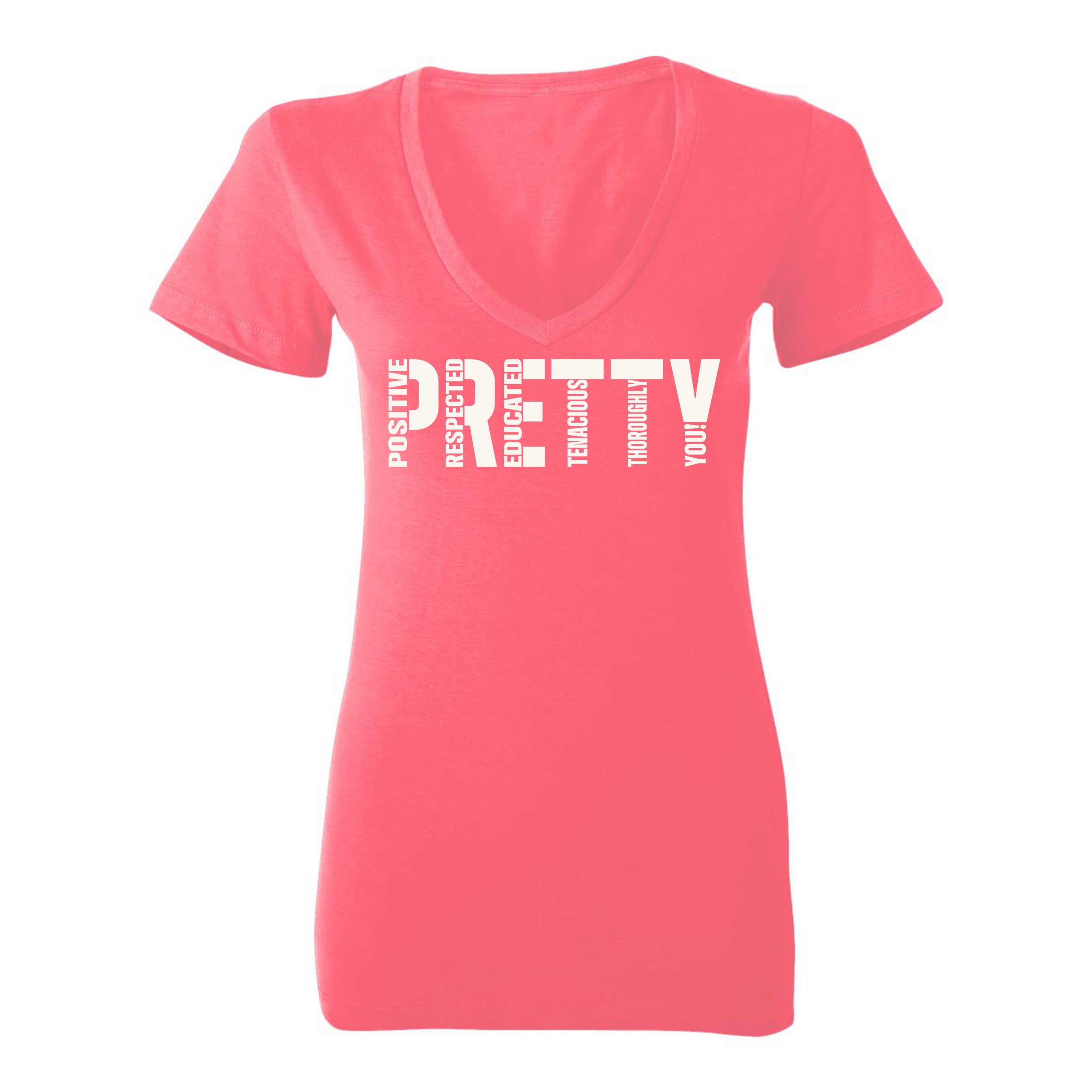 "P.R.E.T.T.Y." V-neck tee