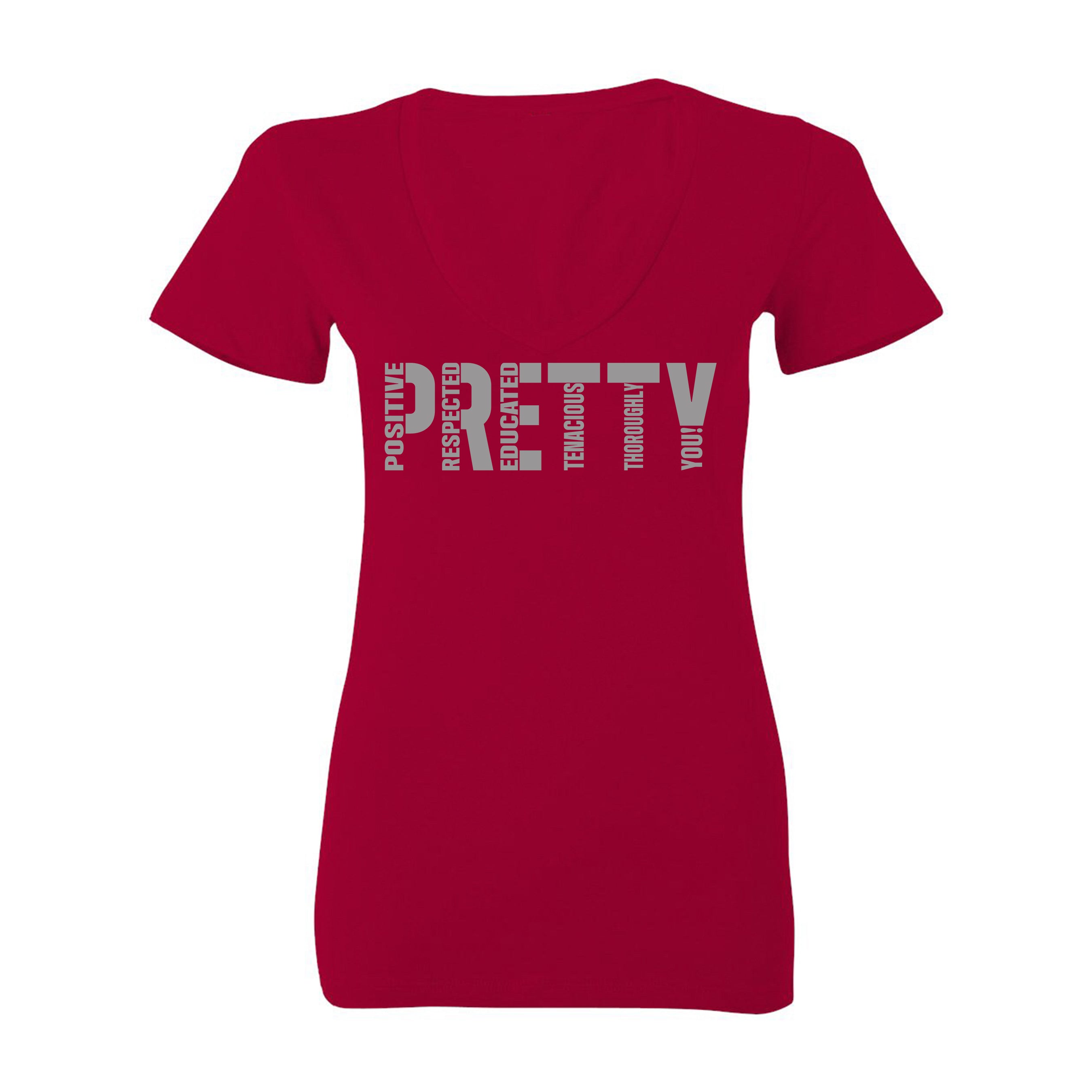 "P.R.E.T.T.Y." V-neck tee