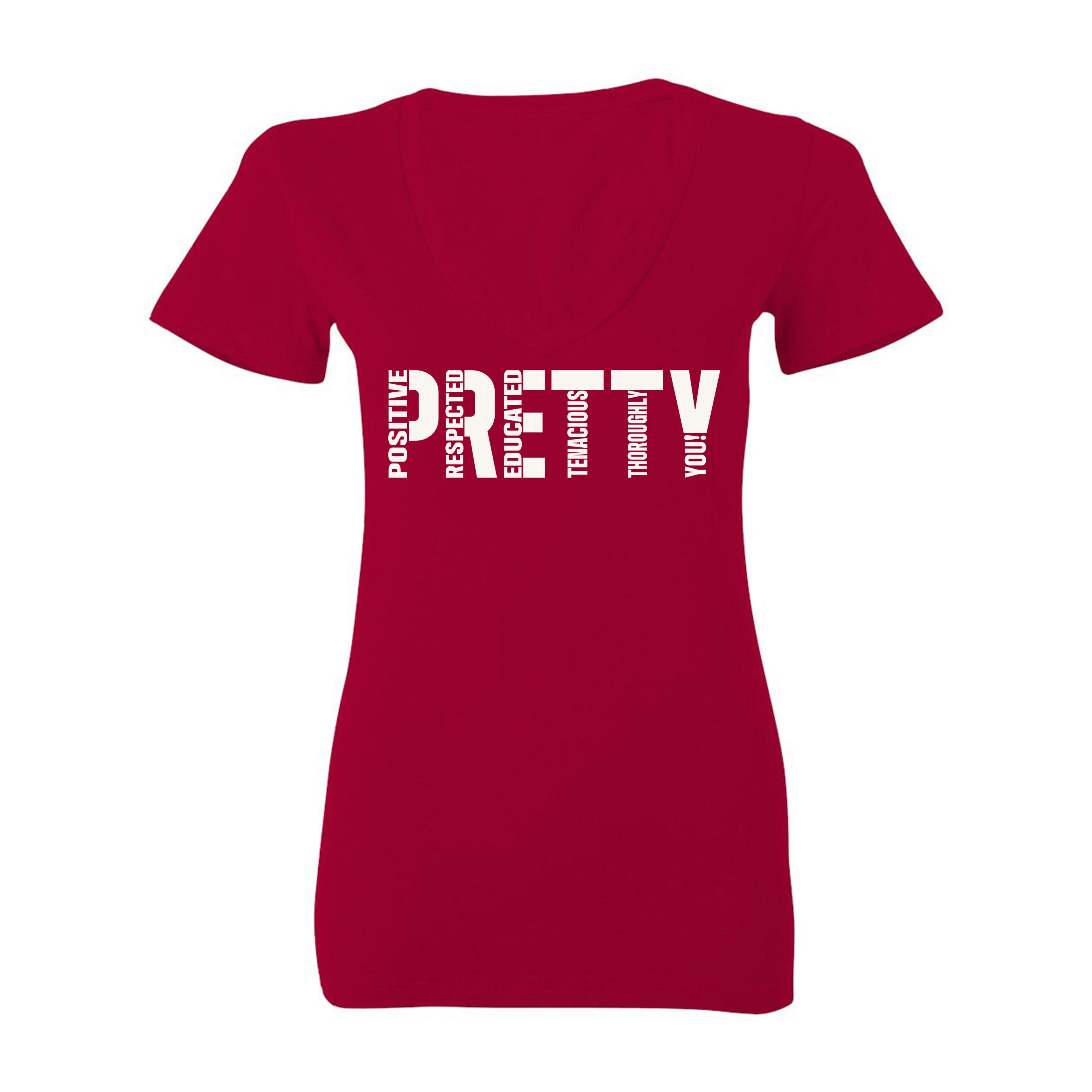 "P.R.E.T.T.Y." V-neck tee