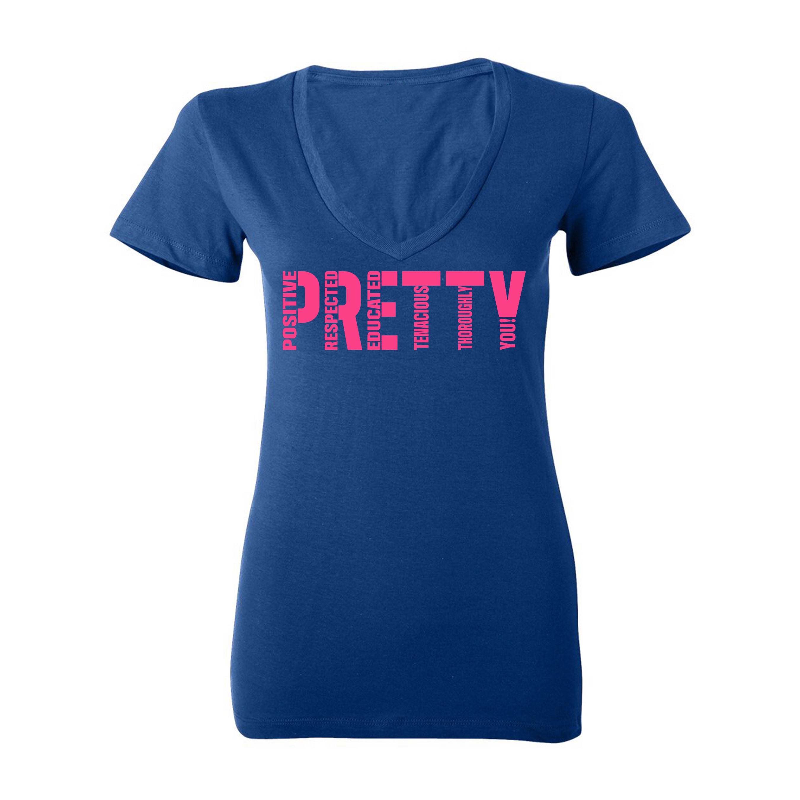 "P.R.E.T.T.Y." V-neck tee