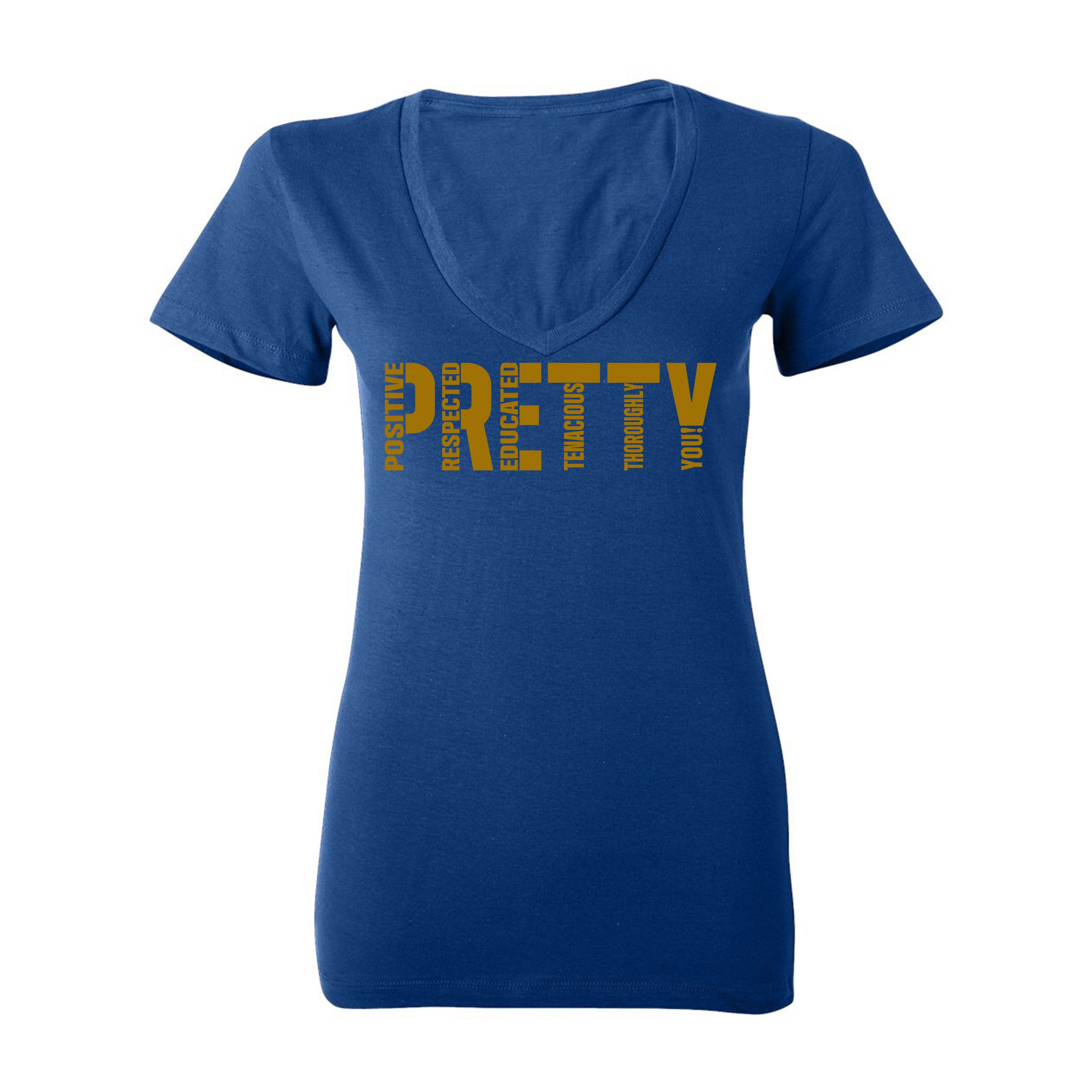 "P.R.E.T.T.Y." V-neck tee