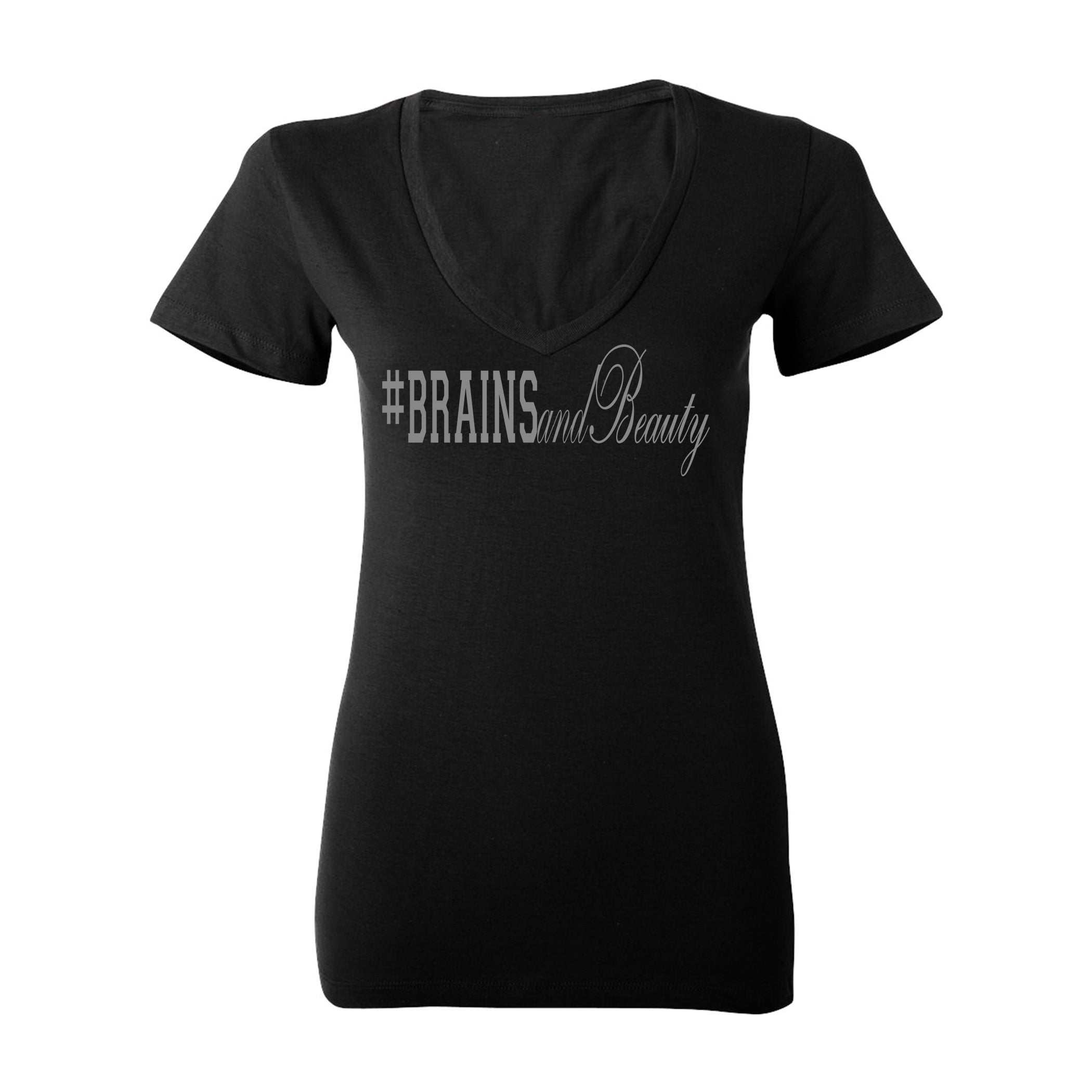 #BrainsandBeauty 📚💅🏾V-neck tee