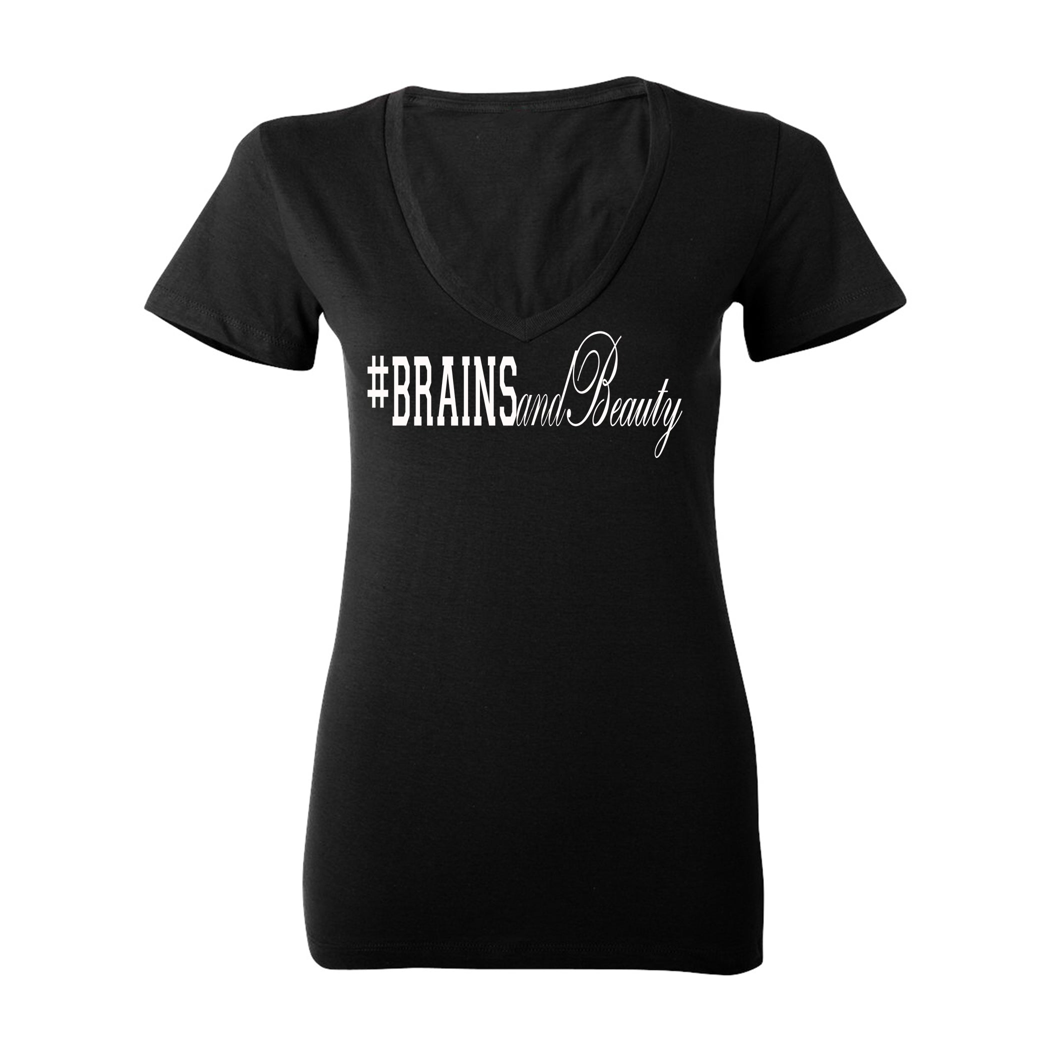 #BrainsandBeauty 📚💅🏾V-neck tee