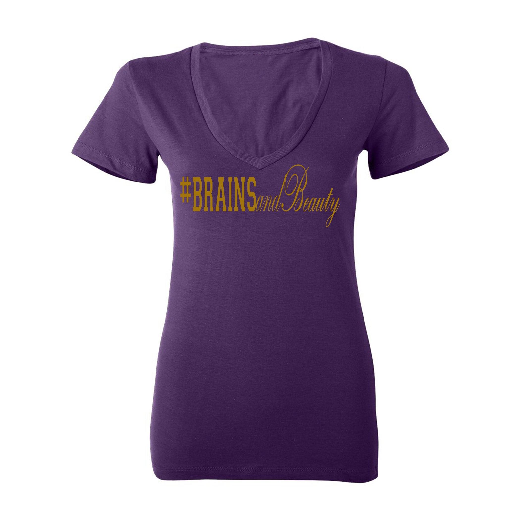 #BrainsandBeauty 📚💅🏾V-neck tee