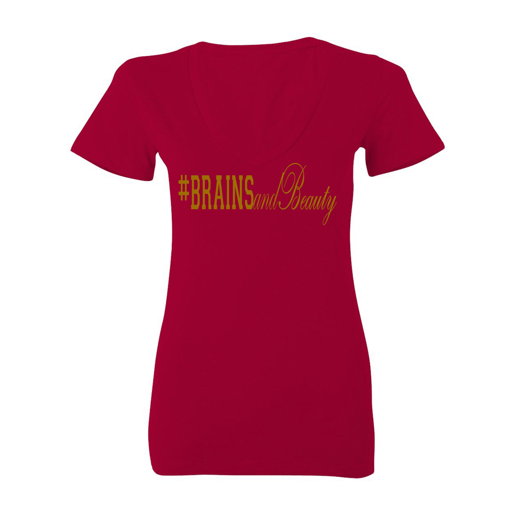 #BrainsandBeauty 📚💅🏾V-neck tee