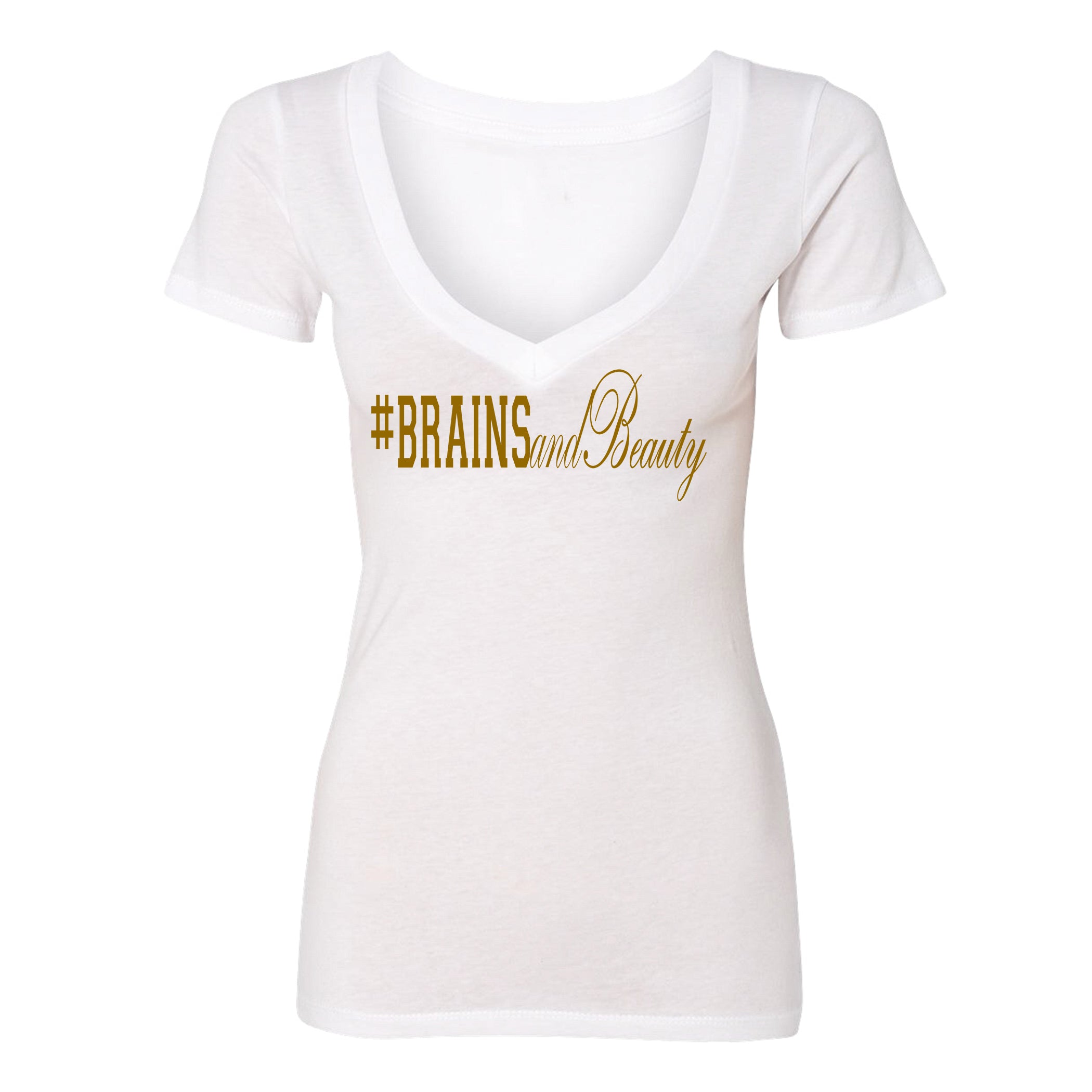 #BrainsandBeauty 📚💅🏾V-neck tee