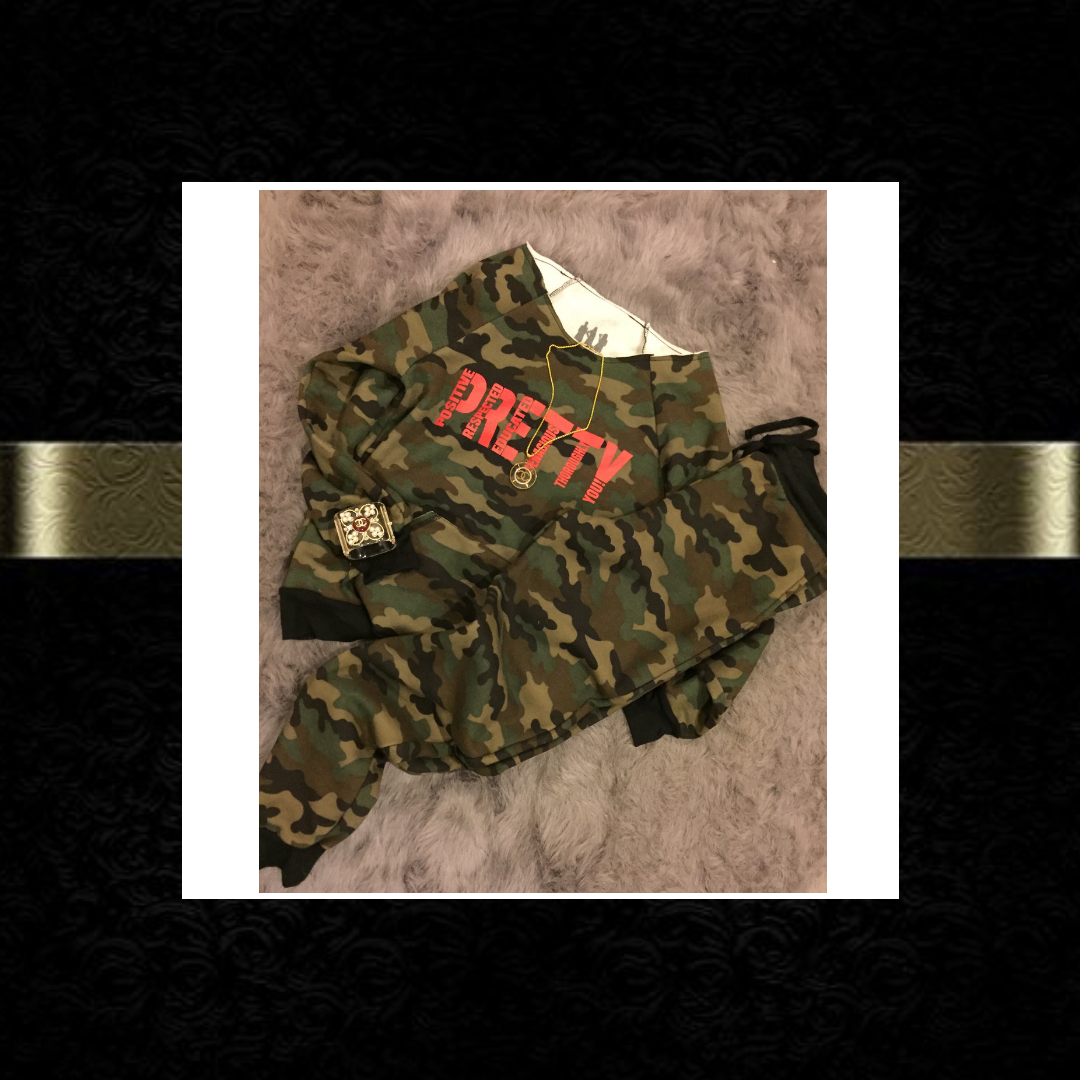"P.R.E.T.T.Y." Camo Joggers Set