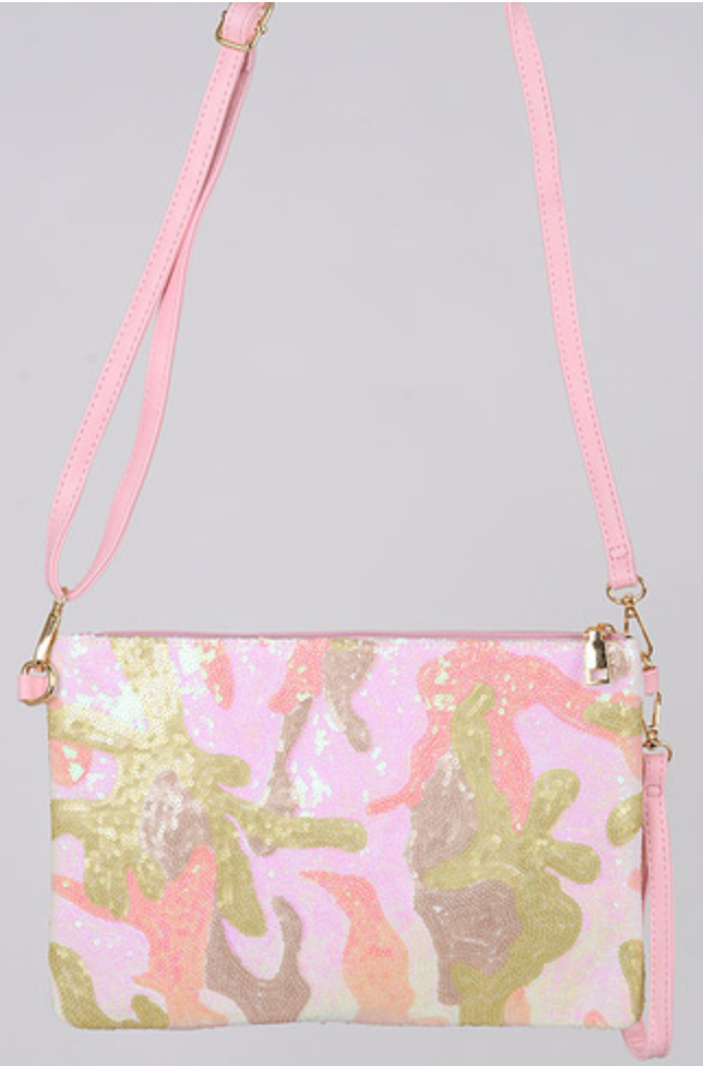 Sequin Camo Print Handbag