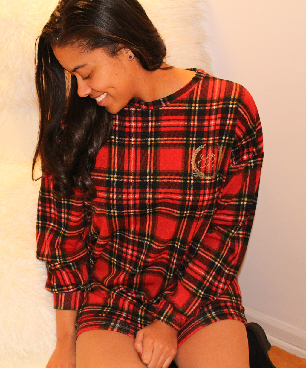 Red plaid mini dress