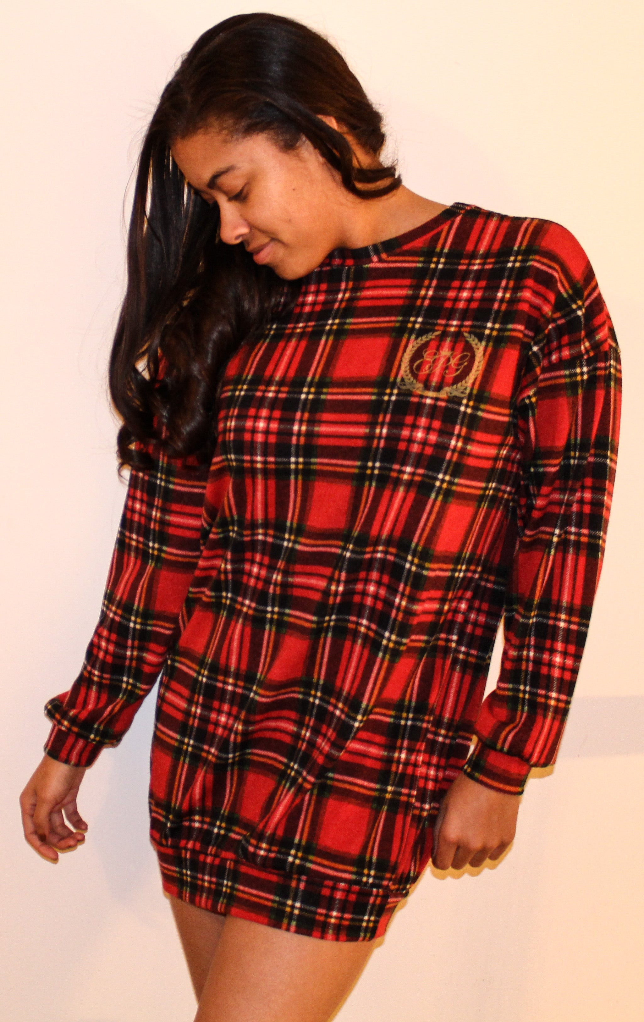 Red plaid mini dress