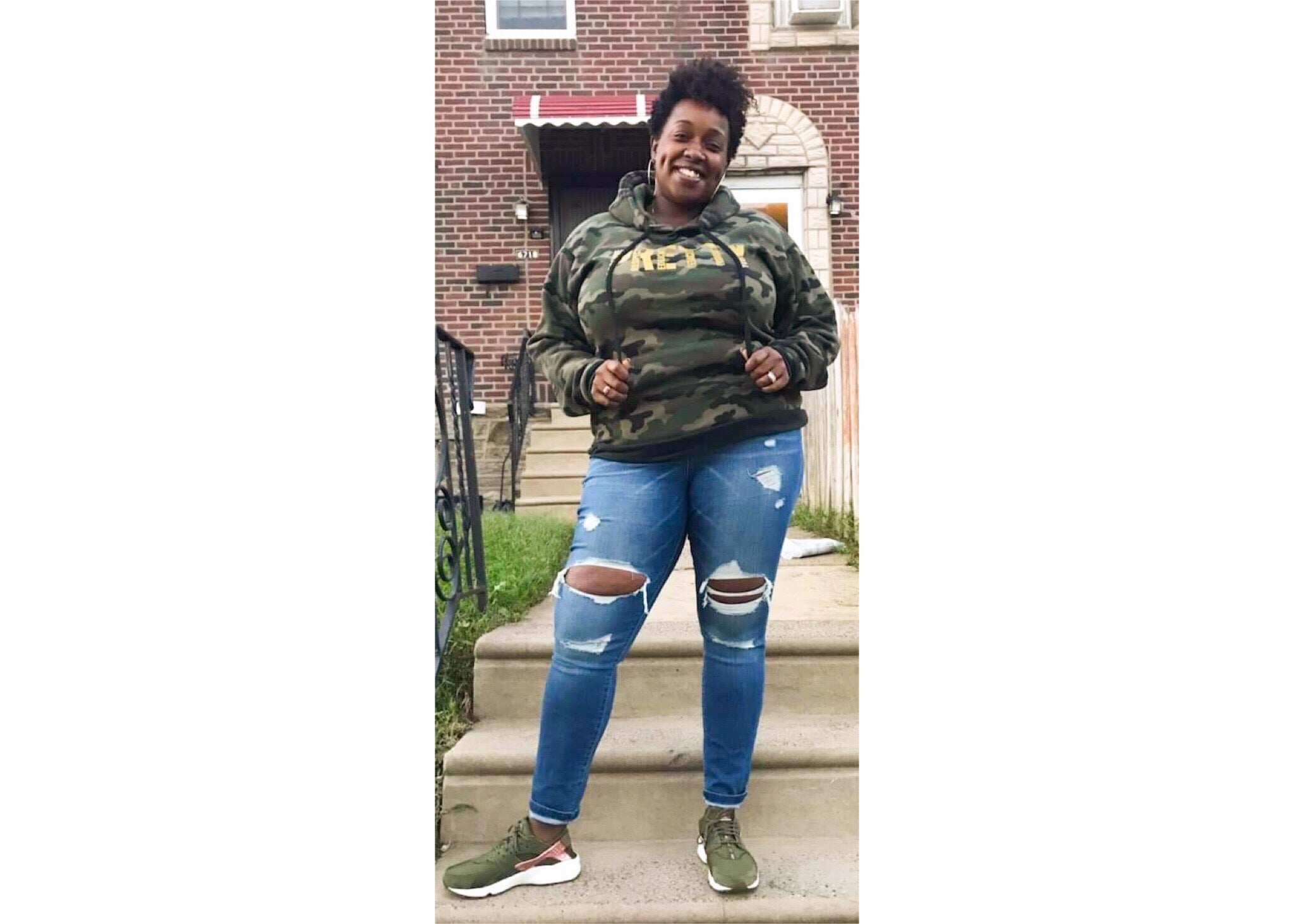 "P.R.E.T.T.Y." Camo pullover hoodie