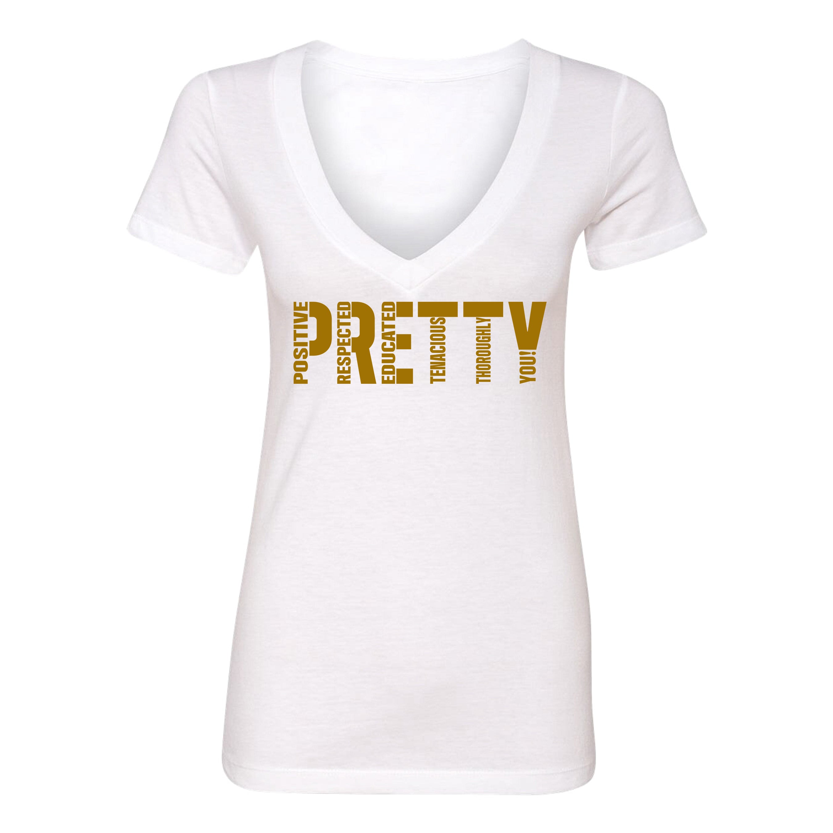 "P.R.E.T.T.Y." V-neck tee