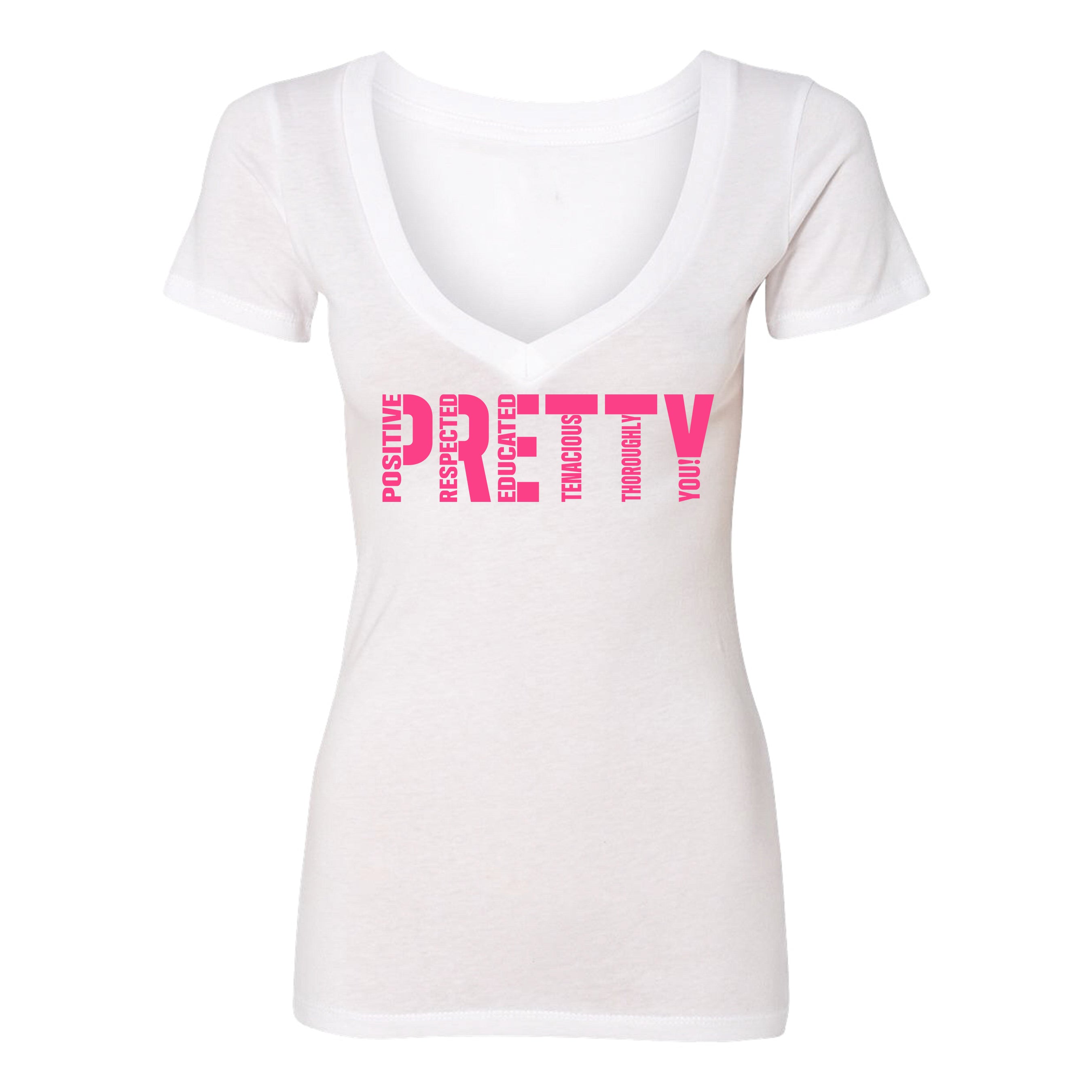 "P.R.E.T.T.Y." V-neck tee