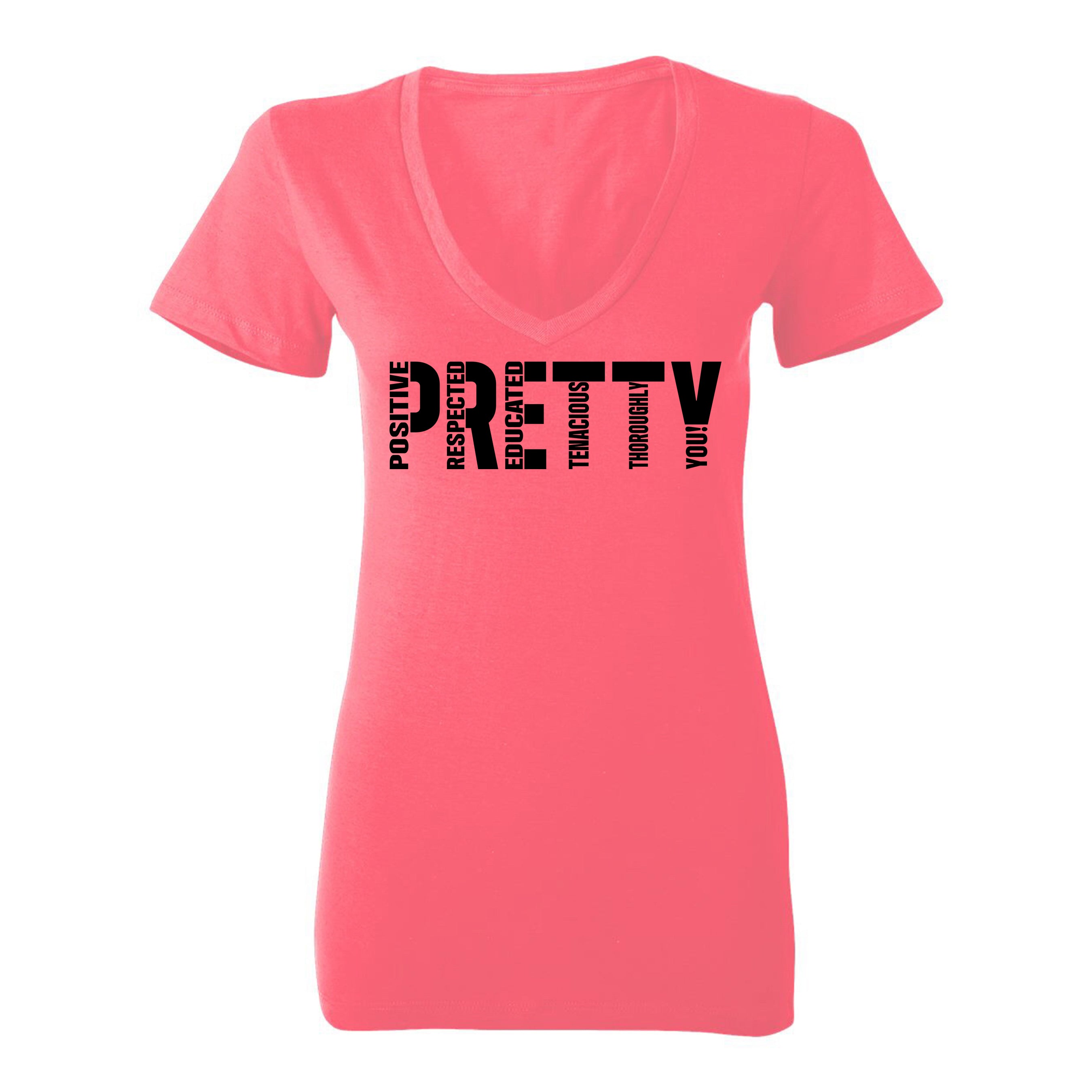 "P.R.E.T.T.Y." V-neck tee