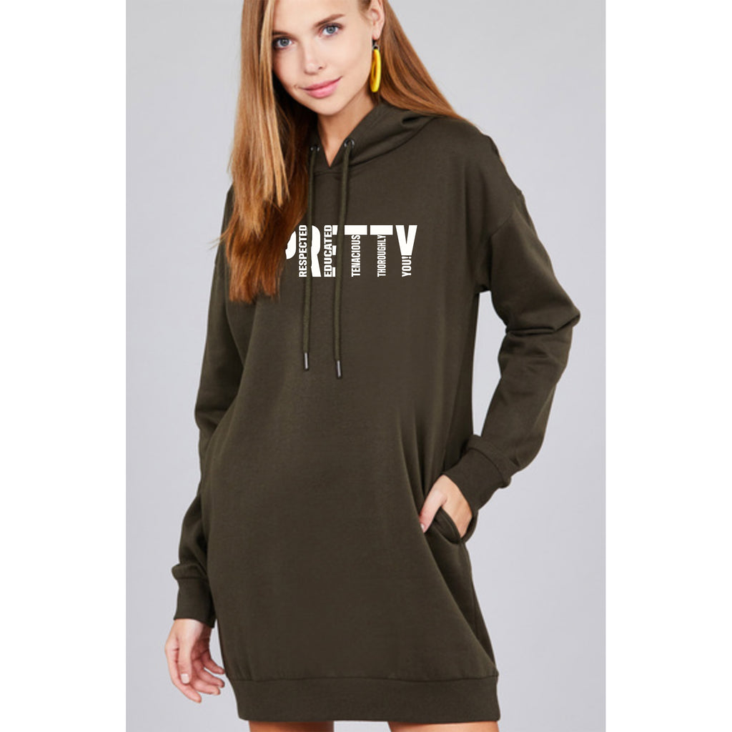 "P.R.E.T.T.Y." French Terry Hoodie Dress