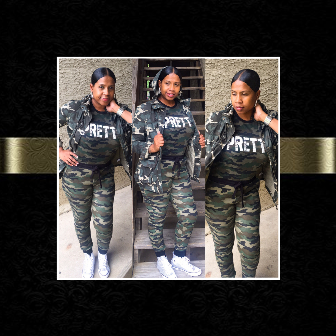 "P.R.E.T.T.Y." Camo hooded jacket