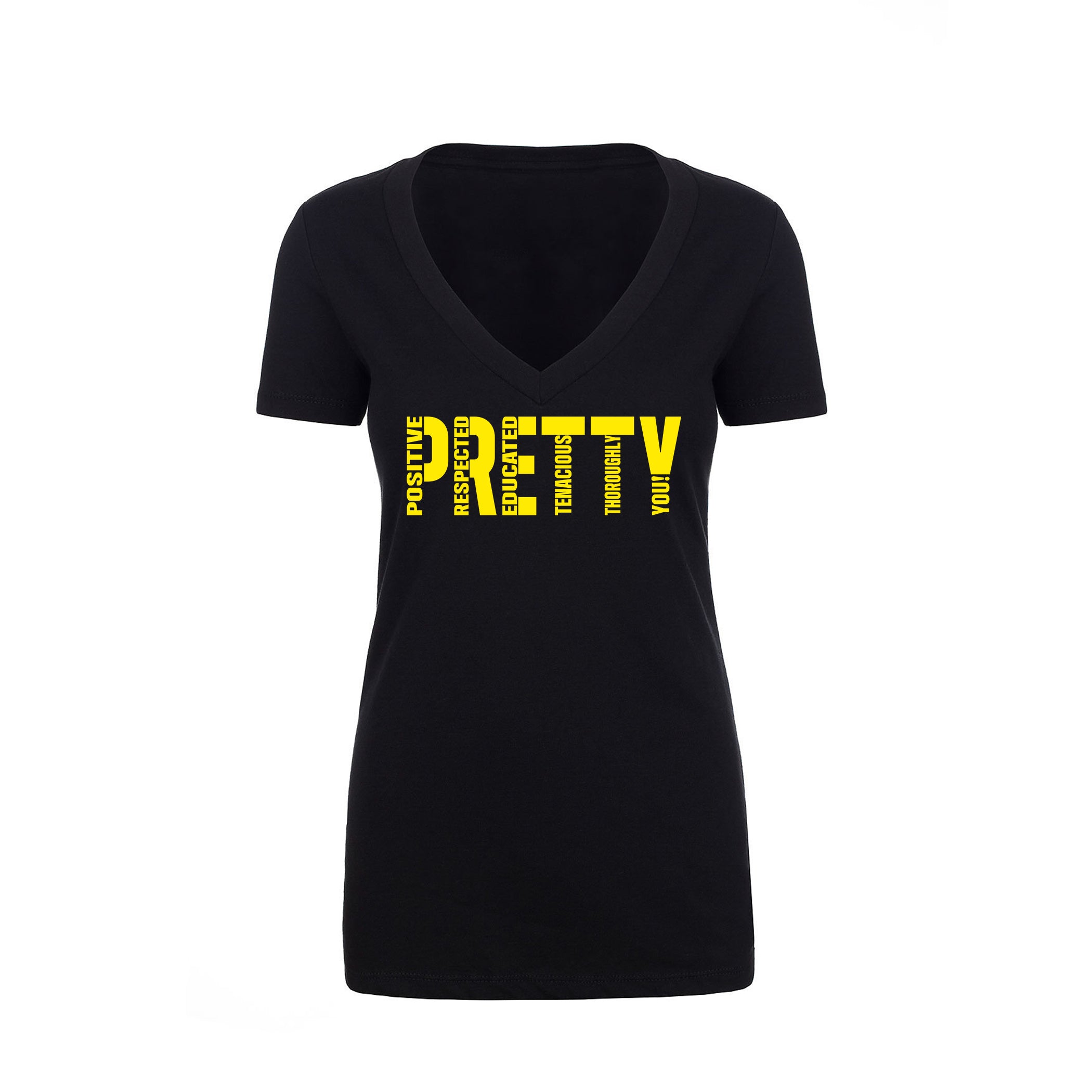 "P.R.E.T.T.Y." V-neck tee