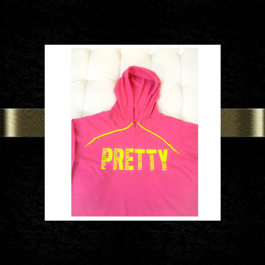 "PRETTY" T-Shirt Hoodie (Fluorescent Print)