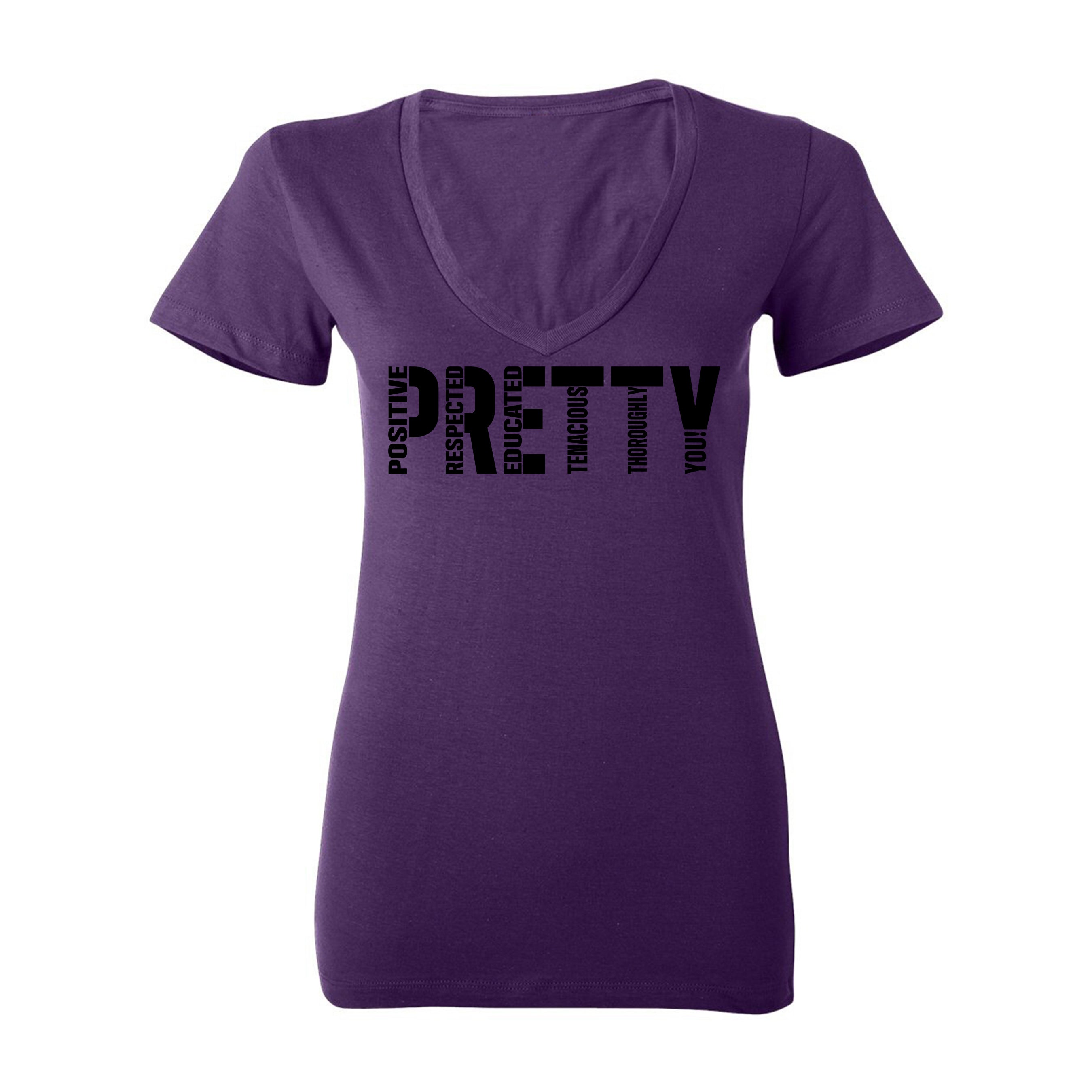 "P.R.E.T.T.Y." V-neck tee