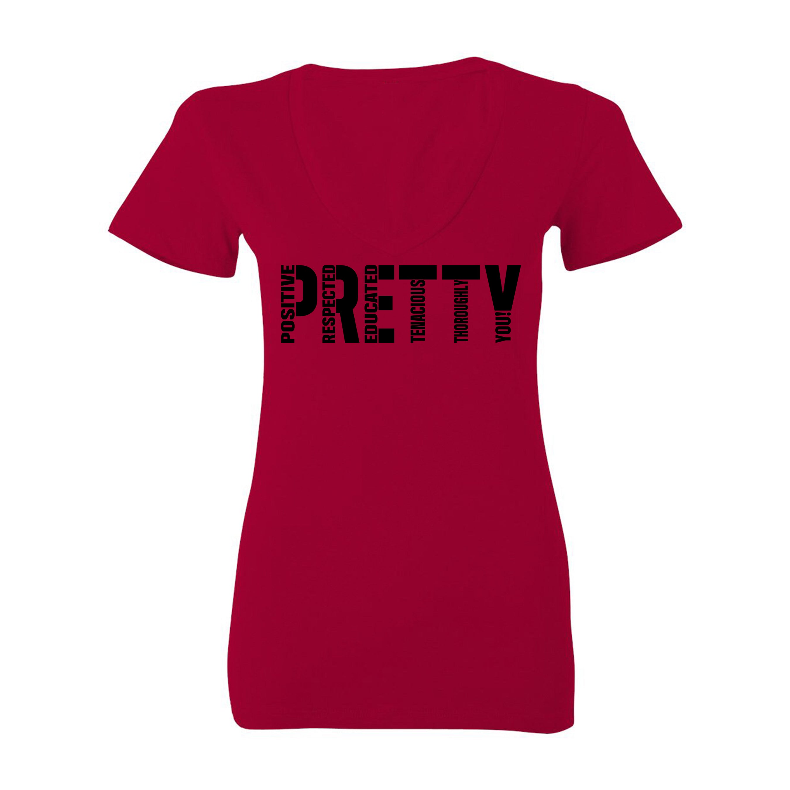 "P.R.E.T.T.Y." V-neck tee