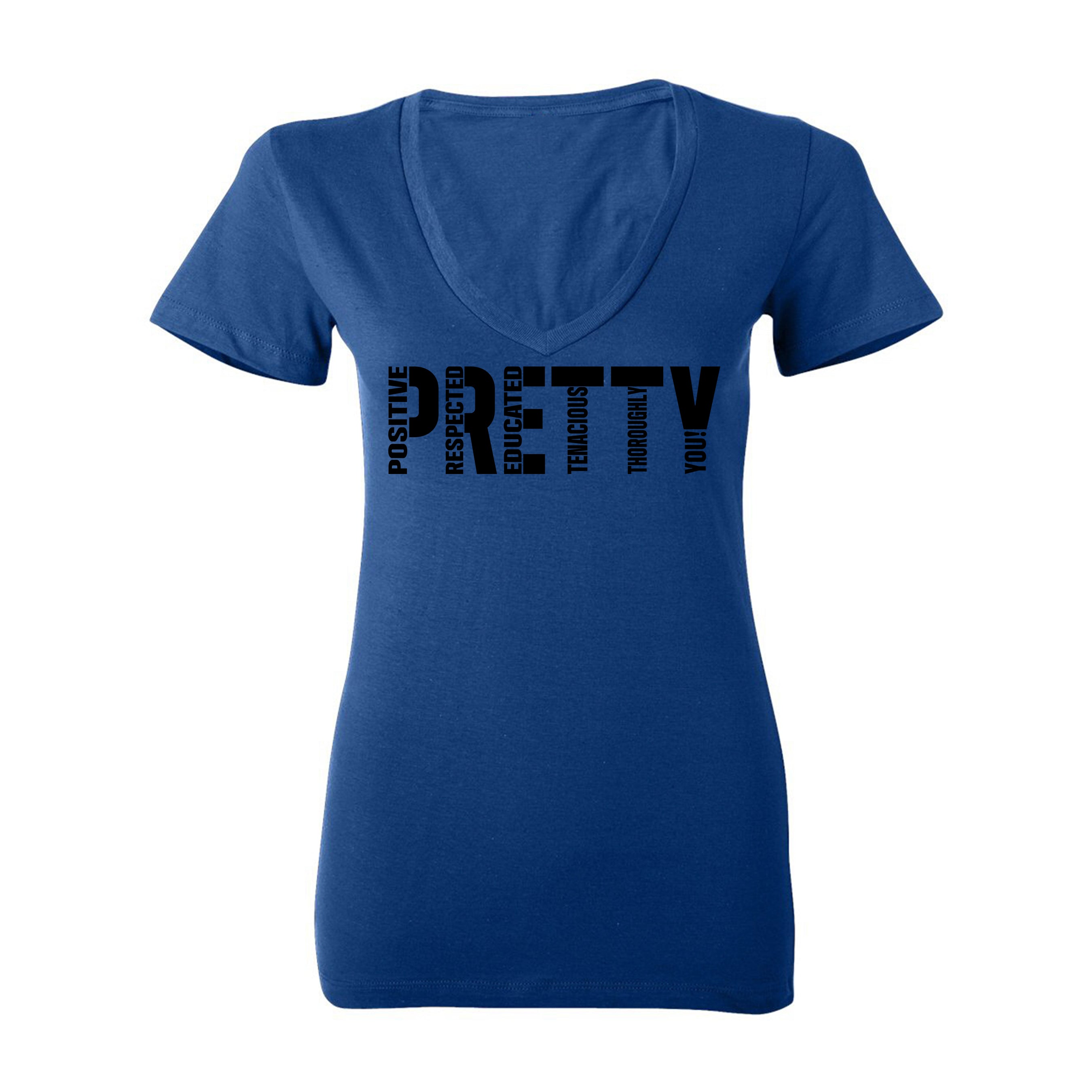 "P.R.E.T.T.Y." V-neck tee