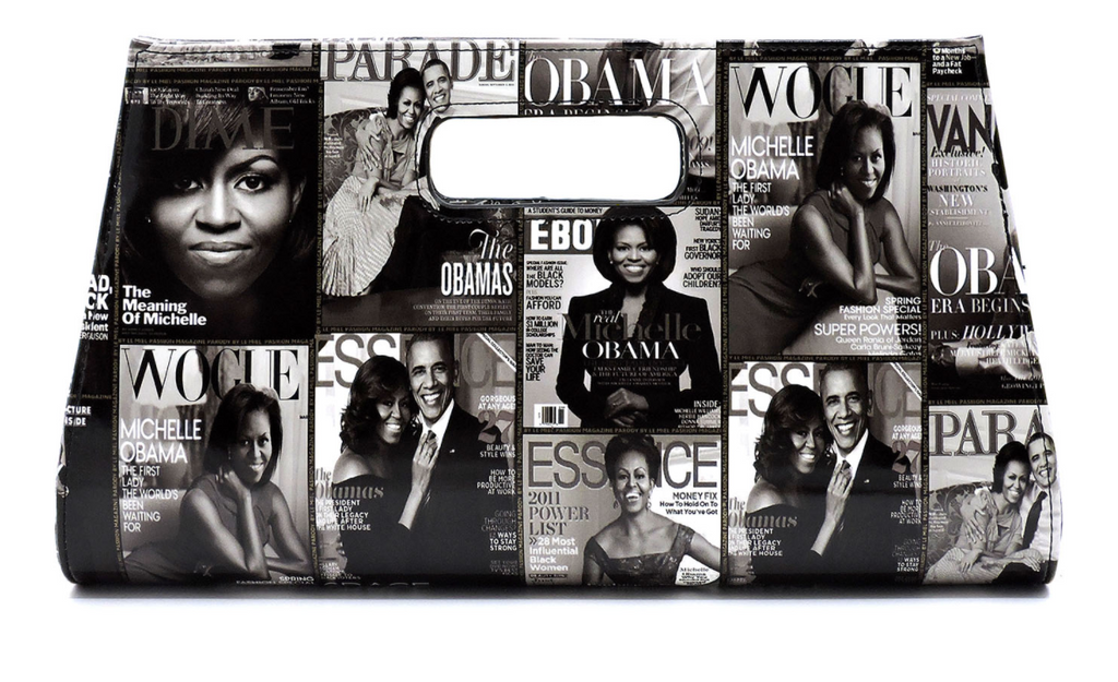 Obama Magazine Cover Collage Large Clutch