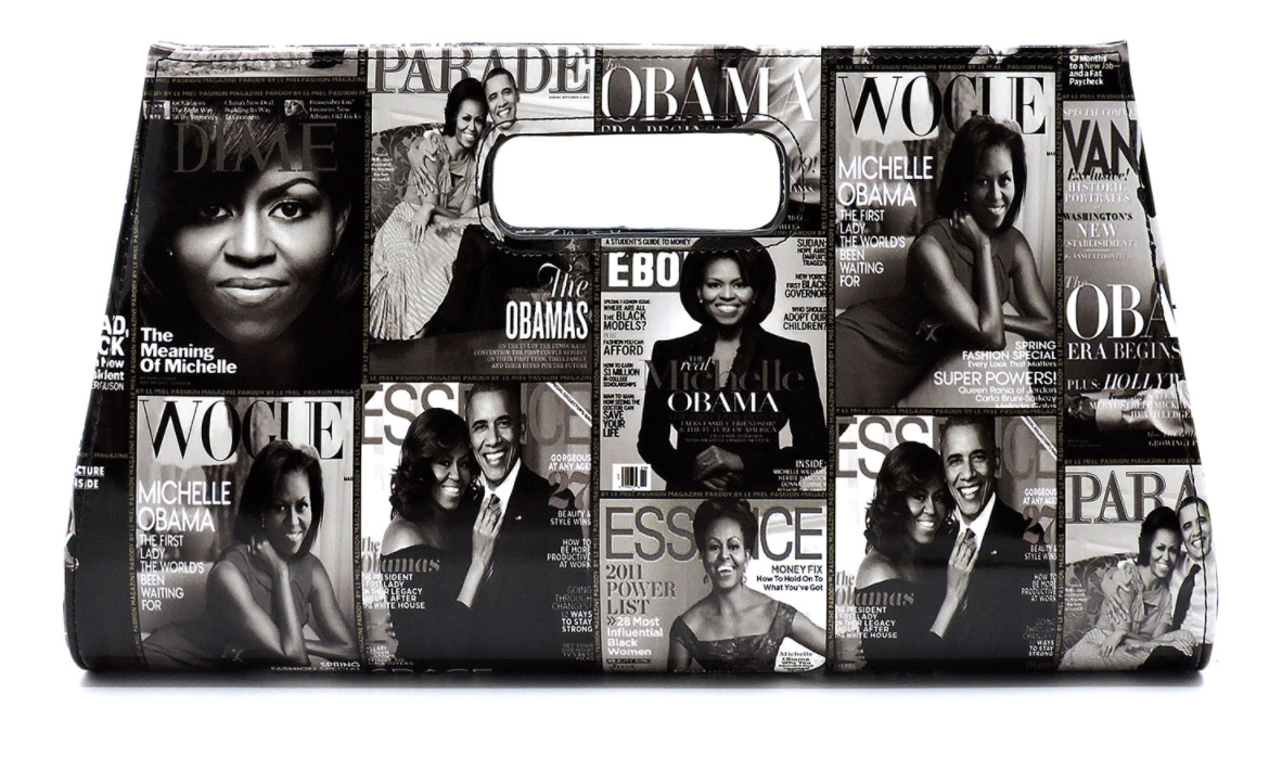Obama Magazine Cover Collage Large Clutch