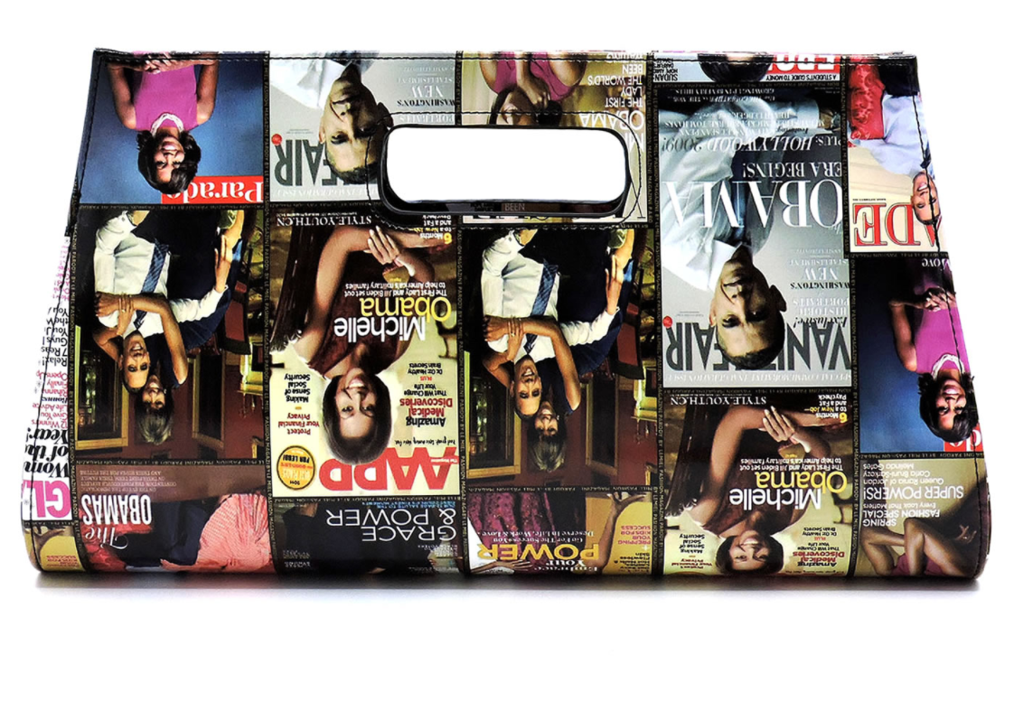 Obama Magazine Cover Collage Large Clutch
