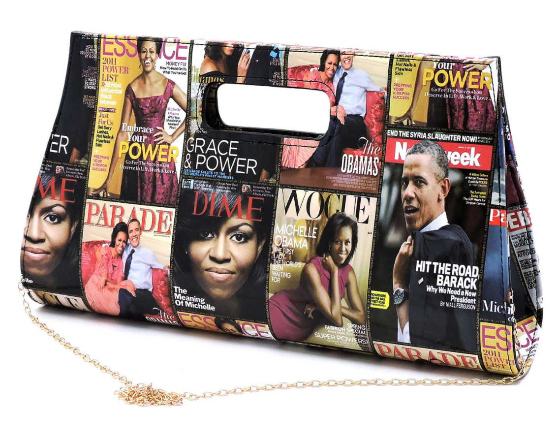 Obama Magazine Cover Collage Large Clutch