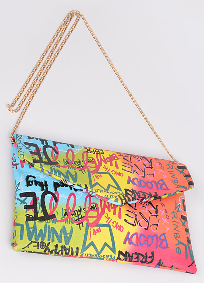 Graffiti Cross Chain Body Clutch