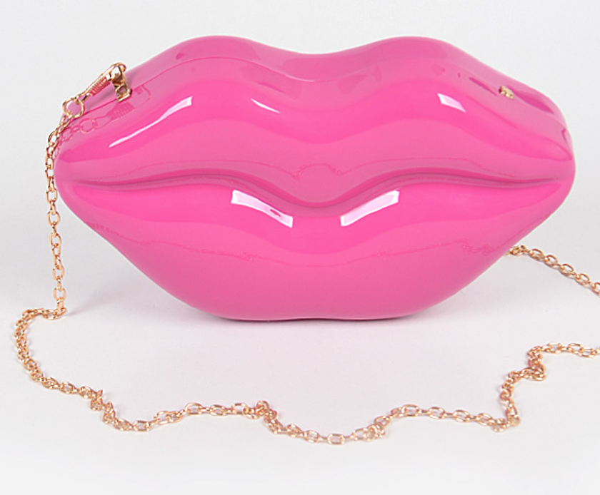 Lips Clutch with chain strap
