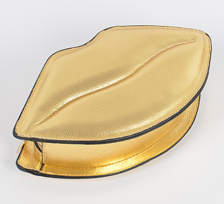 Metallic Lips Clutch