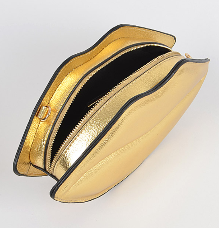 Metallic Lips Clutch