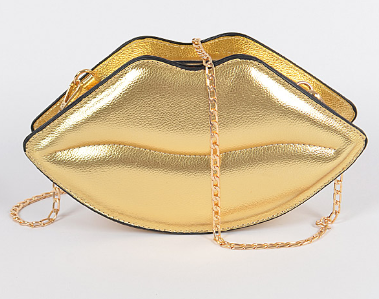 Metallic Lips Clutch