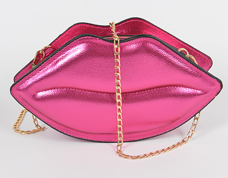 Metallic Lips Clutch