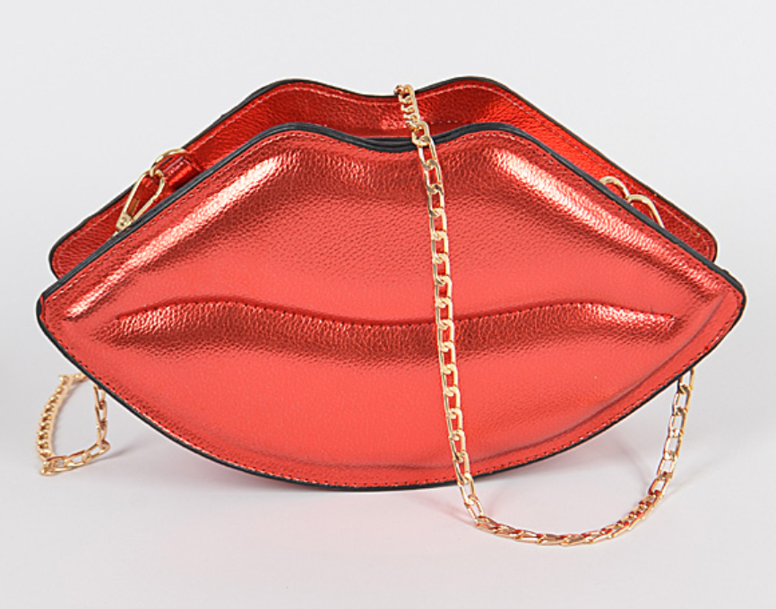 Metallic Lips Clutch
