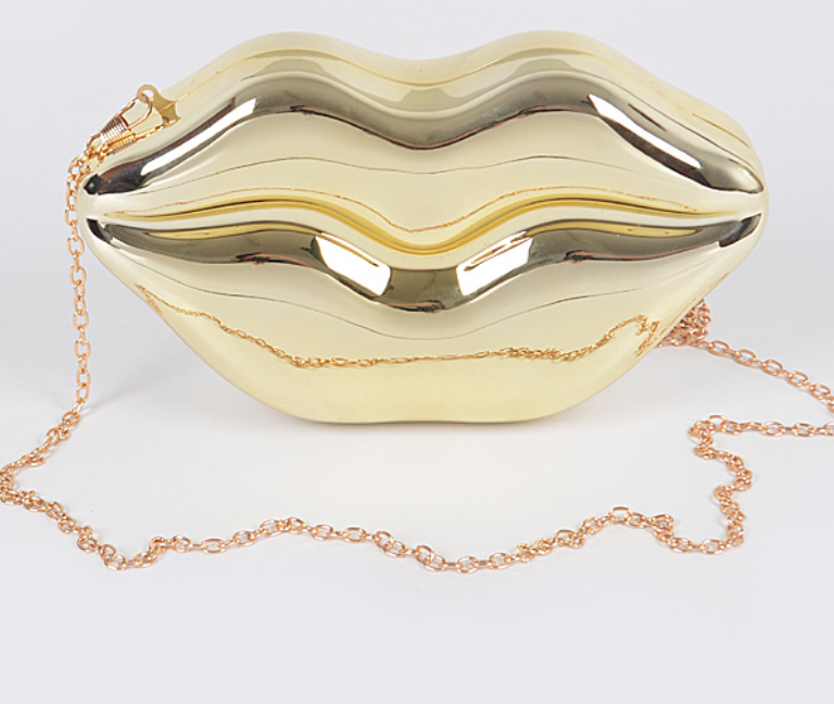 Lips Clutch with chain strap