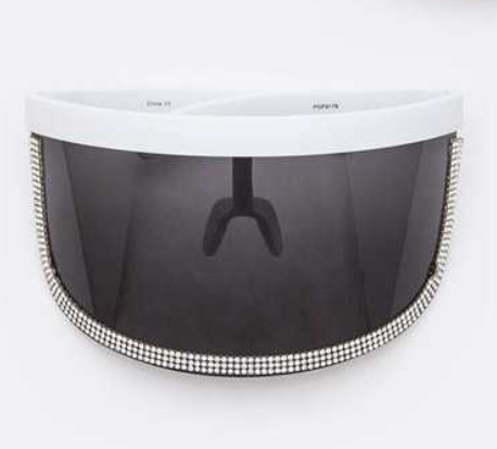 Rhinestone Trim Shield Glasses