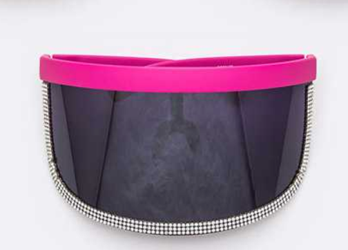 Rhinestone Trim Shield Glasses