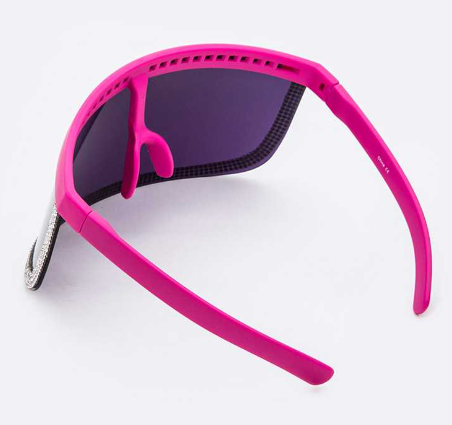 Rhinestone Trim Shield Glasses