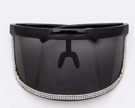 Rhinestone Trim Shield Glasses