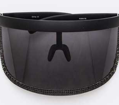 Rhinestone Trim Shield Glasses